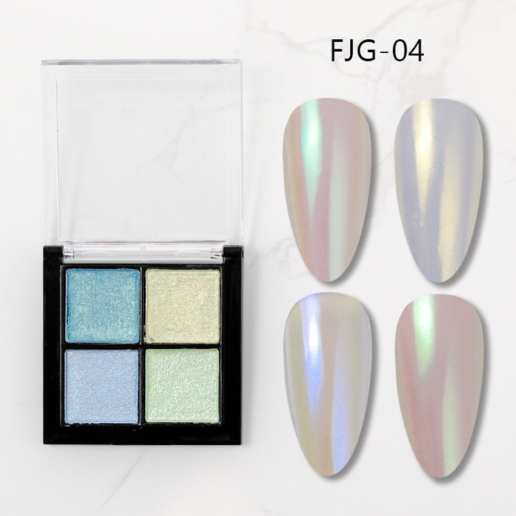 6 Colors Holographics Laser Aurora Solid Mirror Nail Glitter Powder Nails UV Gel Polish Pigment Nail Art Decorations Accessories