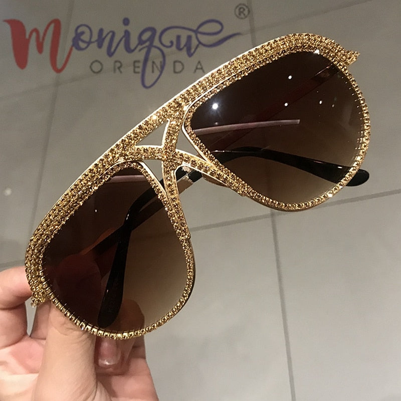 Sunglasses Women 2022 Rhinestone Oversized Sun Glasses Men Luxury Designer Eyeglasses Oculos De Sol Feminino