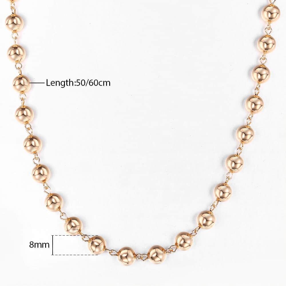 Davieslee Chain Necklace for Women Men 585 Rose Gold Color Necklace for Women Men Foxtail Hammered Bismark Chain 3-8mm DCNN1