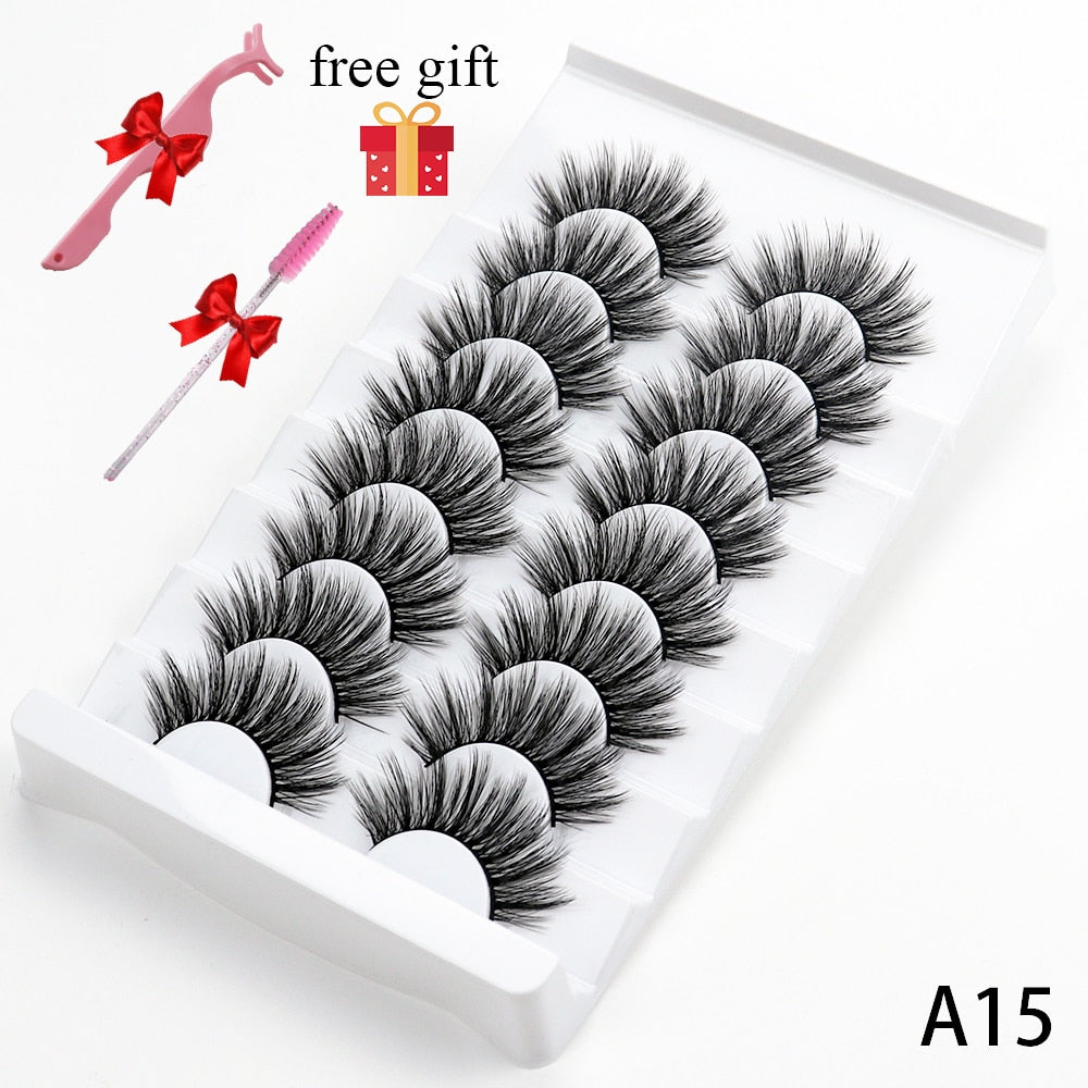 5/8 Pairs 20mm Mink Lashes 3D Natural False Eyelashes Fluffy Faux Mink Eyelashes Wispies Long Extension Eyelashes Pack Maquiagem