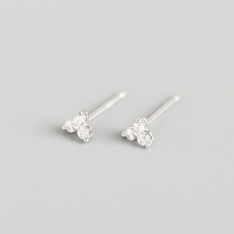 925 Sterling Silver Inlaid Crystal Geometric Clover Stud Earrings Light Luxury Mature Glamour Women Jewelry Accessories