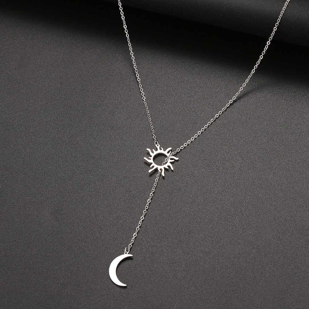 2022 New Stainless Steel Sun Totem And Moon Necklace For Women Fashionable Exquisite Summer Must-Have Party For Friend Jewelry