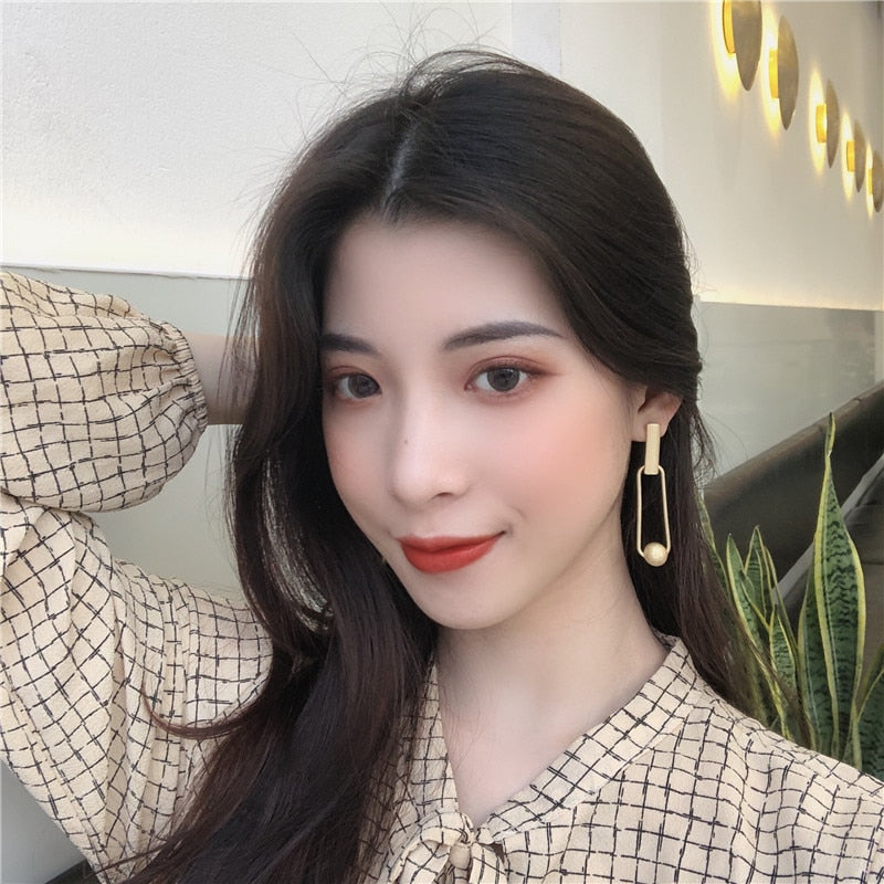 FLASHBUY New Design Women Earrings Statement Korean Metal Ball Earrings 2020 Unique Geometric Pendientes Jewelry