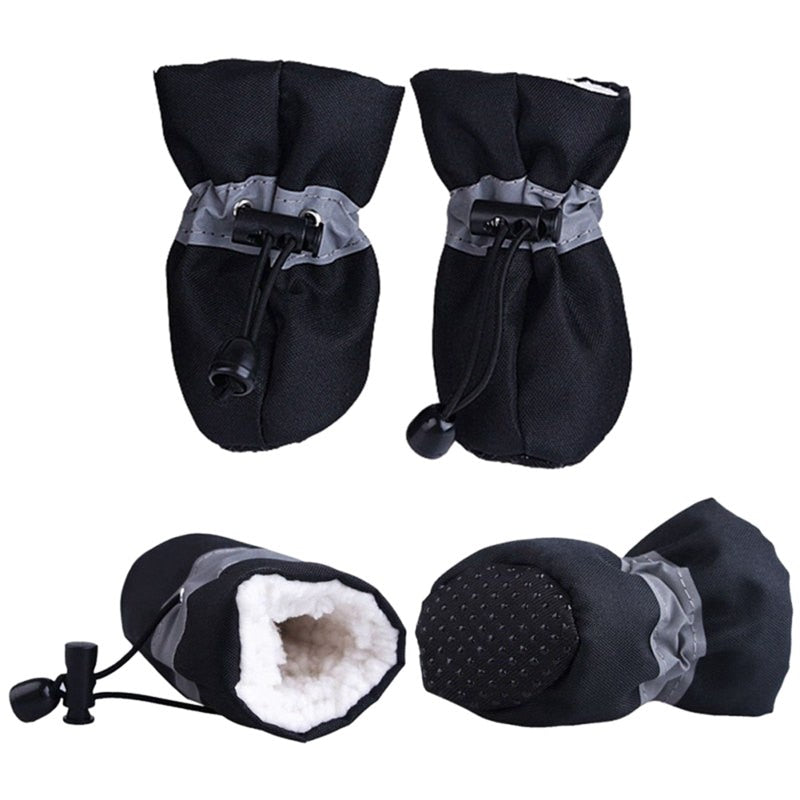 4pcs Winter Thick Warm Pet Dog Shoes Anti-slip Waterproof Rain Snow Boots Footwear For Puppy Dog Socks Booties Pet Paw Care