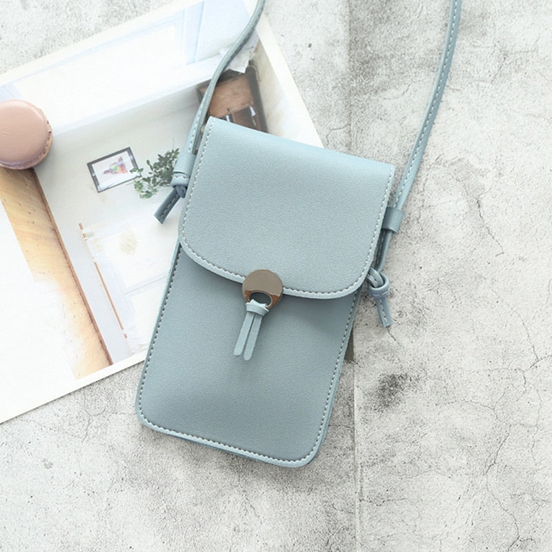 Transparent Touch Screen Retro Simple Mobile Phone Bag Women PU Chain Messenger Bags Small Flap Bag Mini Shoulder Bag Wallet