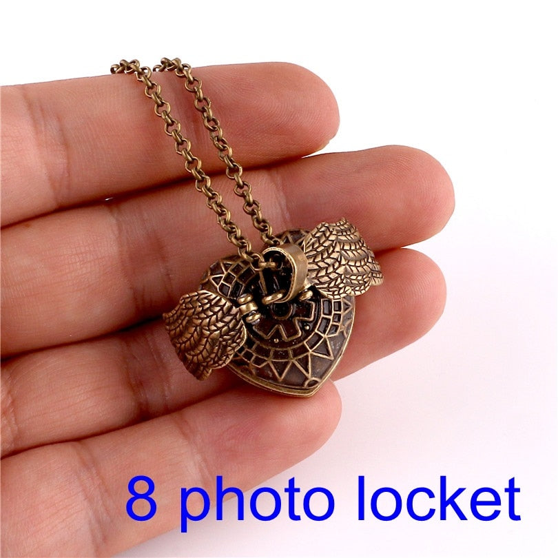 Magic 4 Photo Pendant Necklace For Women Men Memory Floating Locket Necklace Angel Wings Fashion Album Box Necklaces No photos