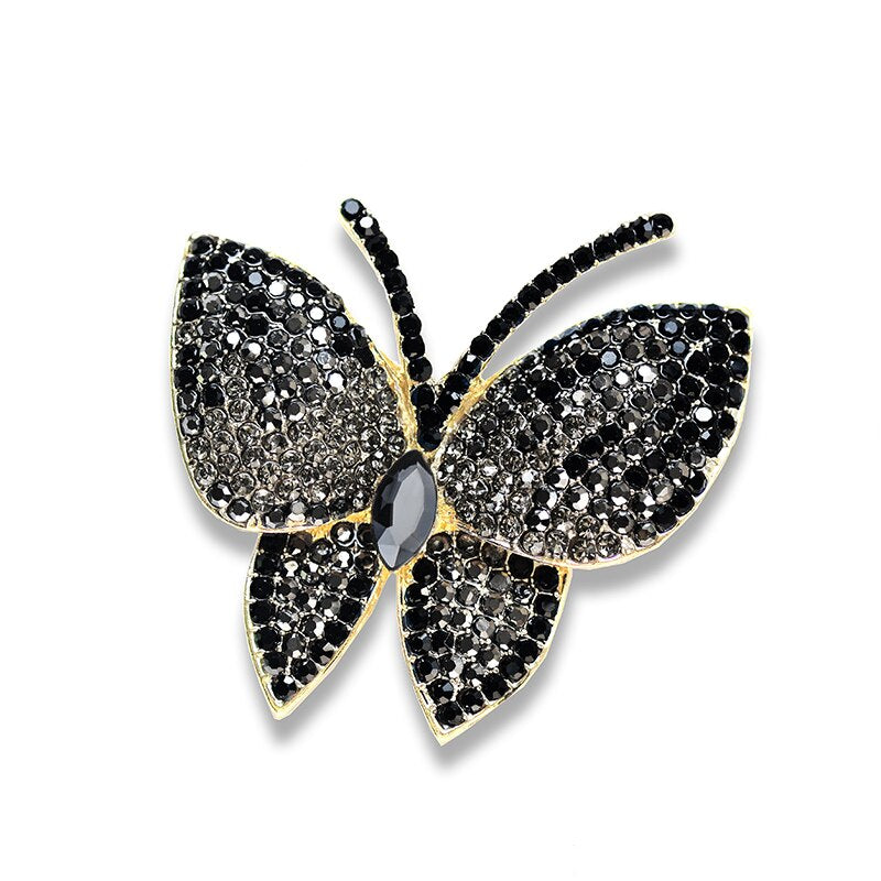 Morkopela Gray Rhinestone Butterfly Brooch Pin Women Fashion Banquet Pins Jewelry Clothes Accessories Scarf Clip Brooches