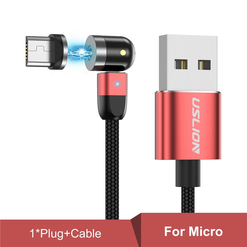 USLION 2020 New 540 Degree Rotate Magnetic Cable Micro USB Type C Cable Magnetic Charging Cable For iPhone 11 Pro Max Data Line