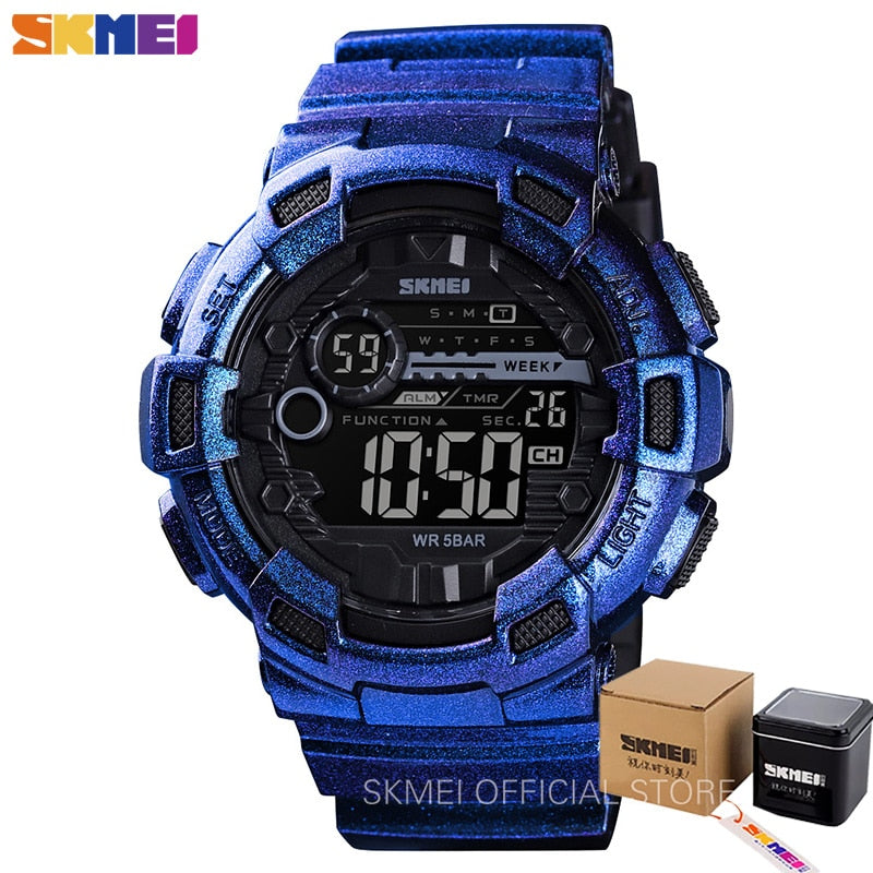 Outdoor Sport Watch Men Multifunction 5Bar Waterproof PU Strap LED Display Watches Chrono Digital Watch reloj hombre 1243