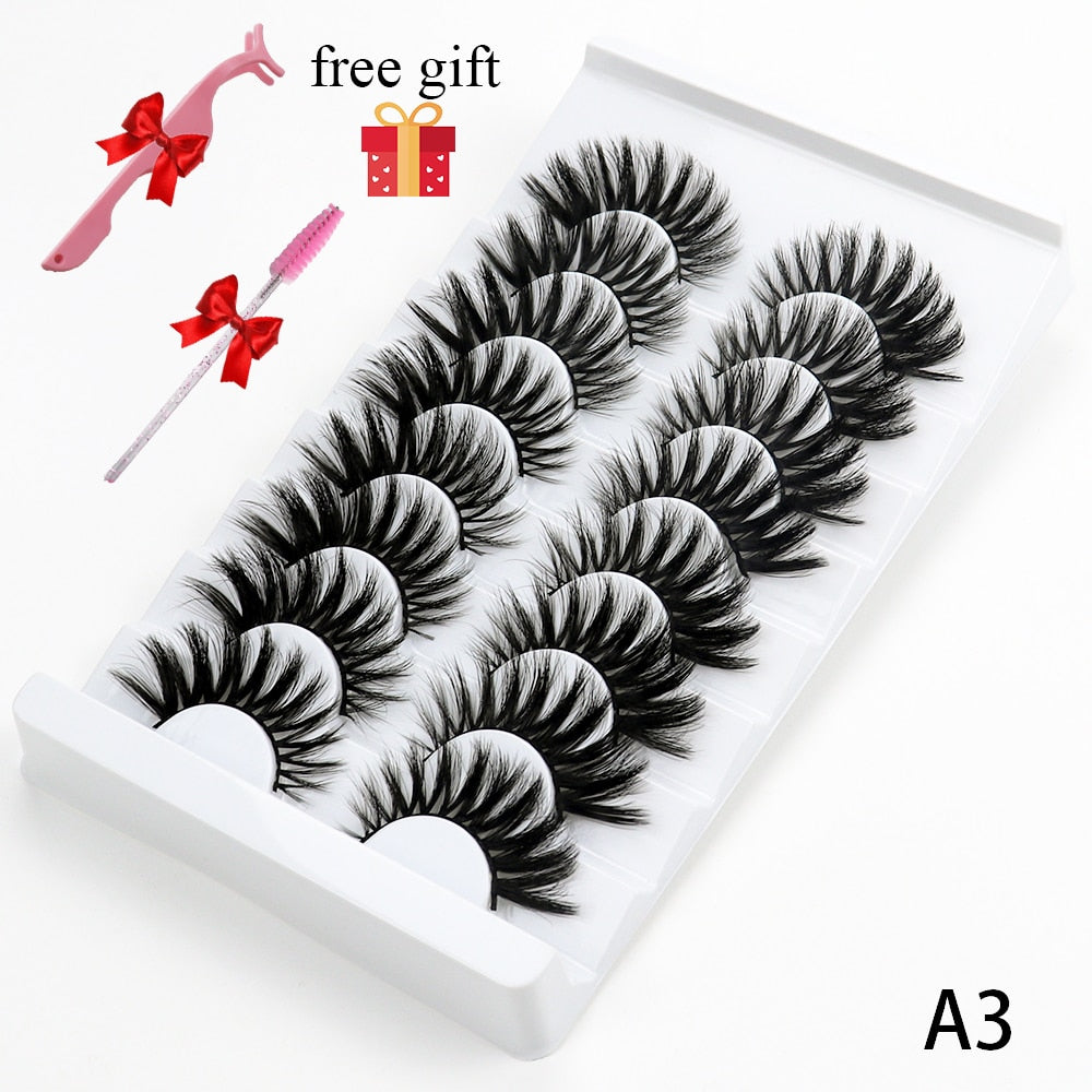 5/8 Pairs 20mm Mink Lashes 3D Natural False Eyelashes Fluffy Faux Mink Eyelashes Wispies Long Extension Eyelashes Pack Maquiagem