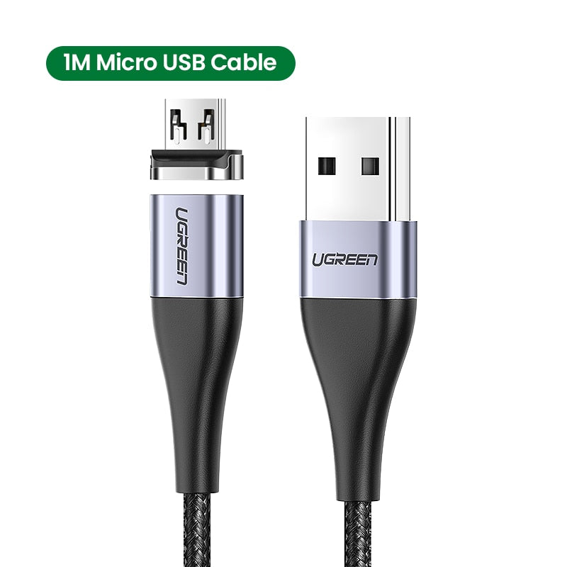 Ugreen Magnetic Type C Cable 3A Fast Micro USB Charging Data Cable for Samsung Xiaomi Magnet USB C Charger Mobile Phone USB Cord