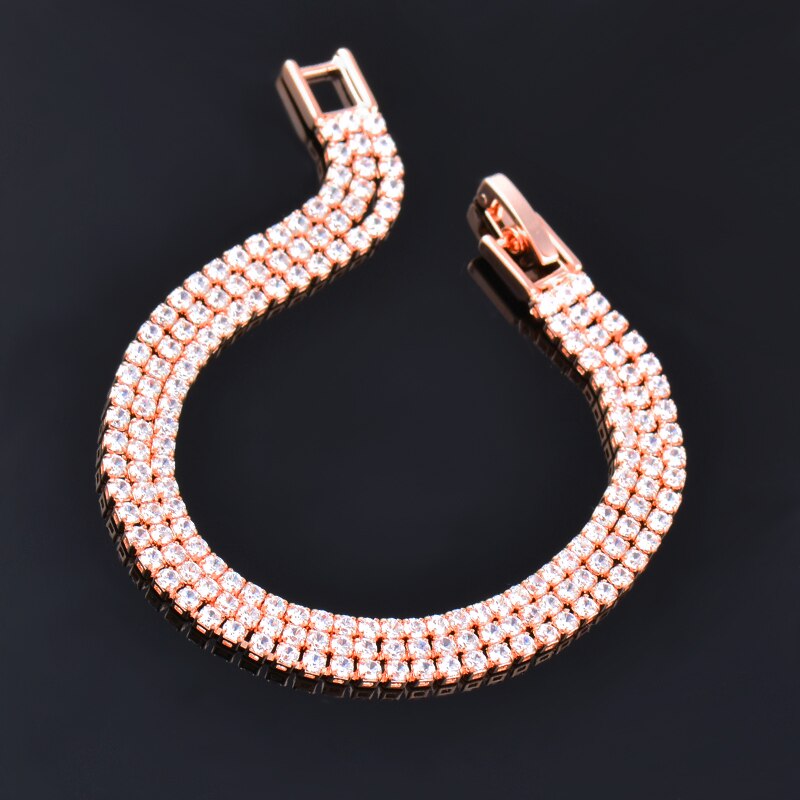 SINLEERY 16CM Round AAA Cubic Zirconia Tennis Bracelet For Women Rose Gold Silver Color Bridal Wedding Jewelry ZD1 SSF