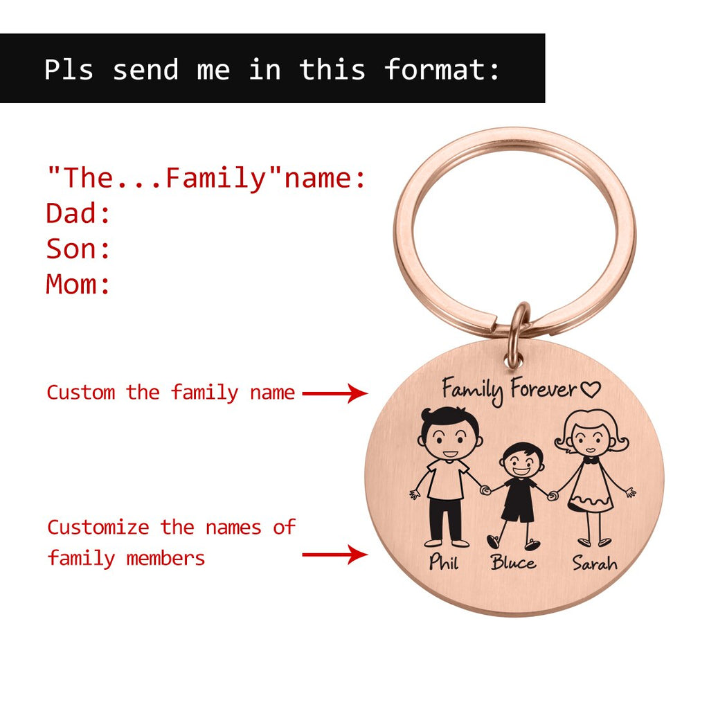 Personalized Family Keychain Engraved Family Gifts for Parents Children Present Keyring Bag Charm Families Member Gift Key Chain