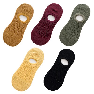 5 Pairs/Set Women Silicone non-slip invisible Socks Summer Solid Color Mesh Ankle Boat Socks Female Cotton Slipper No show Socks