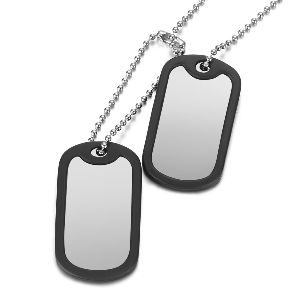 Personalized Necklaces DIY Stainless Steel Dog Army Tag Custom Engraved Name ID Photo Pendants Long Chain Military Style Jewelry