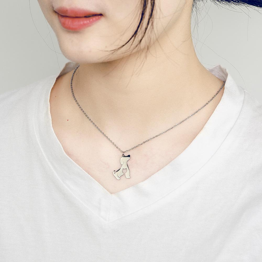 My Shape Cute Dog Pendant Necklace for Women Girl Stainless Steel Animal Footprint Chain Necklaces Fashion Jewelry Birthday Gift