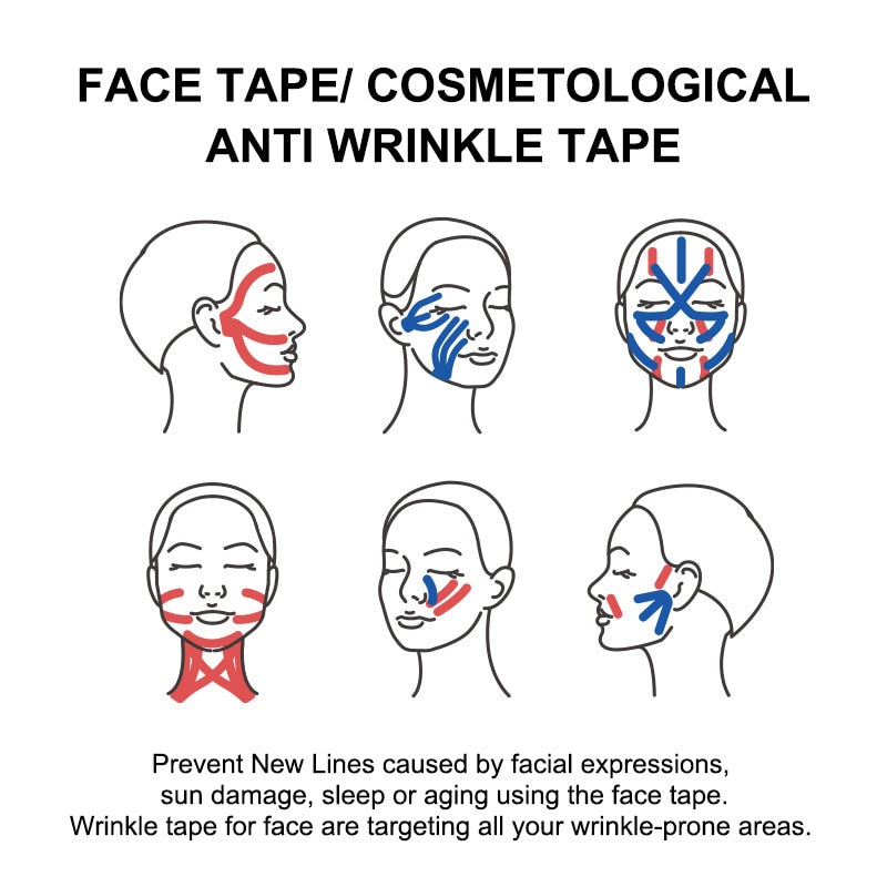 2.5CM*5M V Line  Kinesiology Tape For Face Neck Eyes Lifting Wrinkle Remover Sticker Tape Facial Skin Care Tool Bandagem Elastic