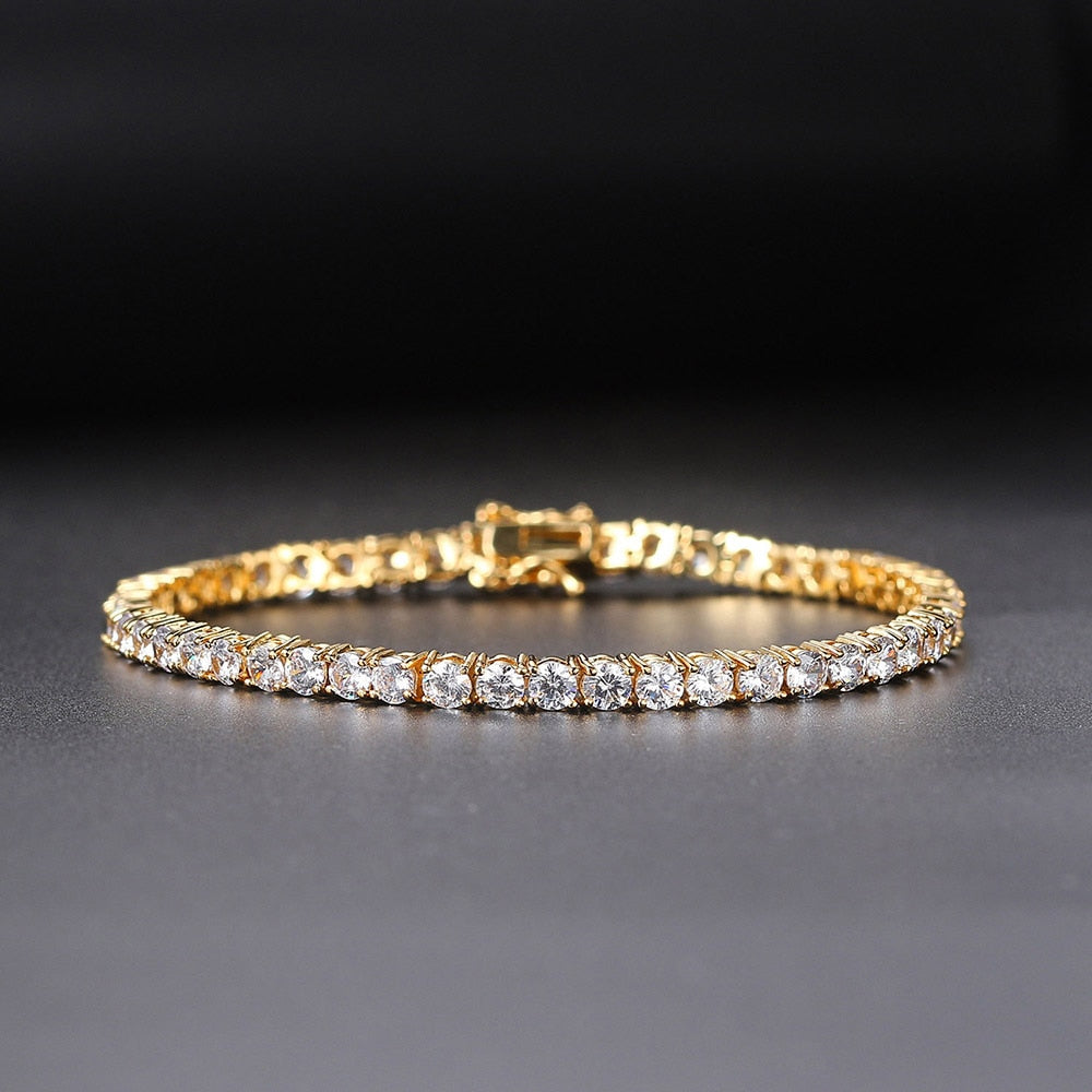 Iced Out Crystal Tennis Bracelet for Women Punk Hiphop Luxury AAA+ Cubic Zirconia Wedding Gold Color Hand Chain Jewelry OHH118