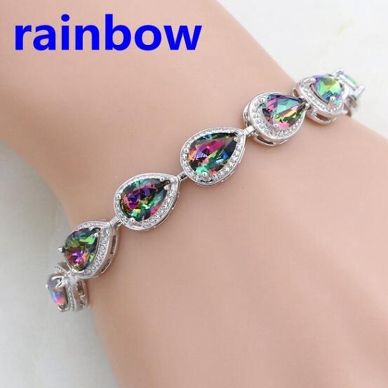 Elegant Green Oval Crystal Cross Link Bracelet Luxury Fashion Accessories Tennis Bracelet for Women