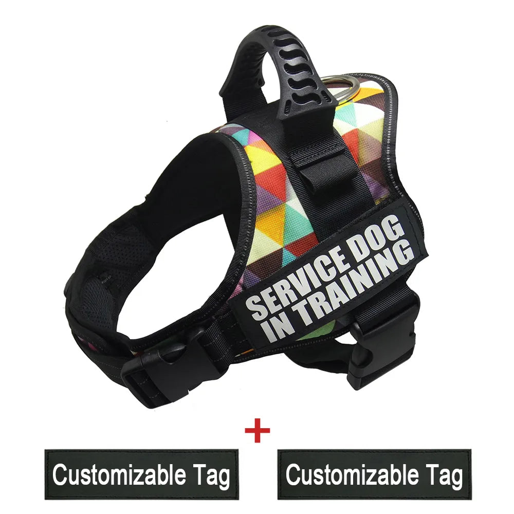 Reflective Adjustable Dog Nylon Harnesses with Customizable Name Labels Dog Vest Strap for Large Medium Small Dogs Drop-Shipping