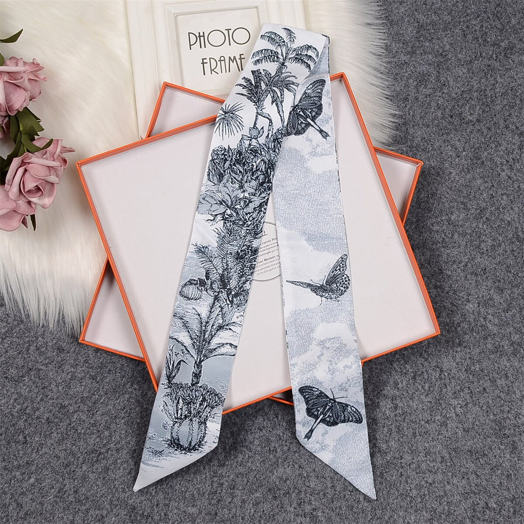 Tropic Affair Luxury Brand Scarf Tarot Women Scarf Bag Hair Skinny Silk Scarves Design Foulard Neckerchief Headband For Ladies