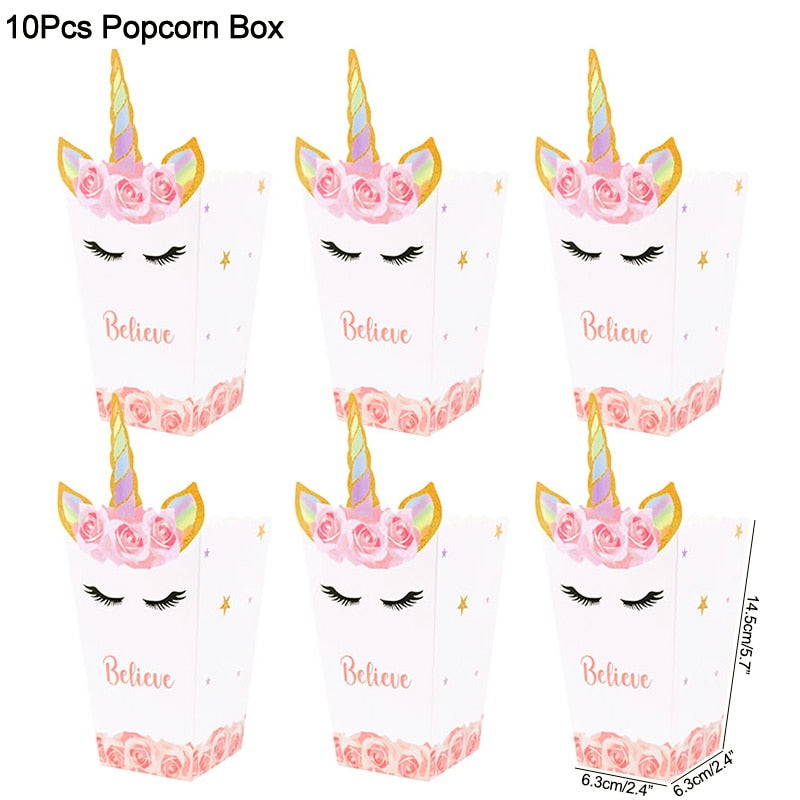 Unicorn Paper Candy Gift Bag Unicorn Party Cookie Popcorn Box for Kids Girl Birthday Party Decoration Supplies Baby Shower Favor