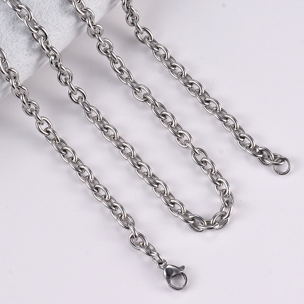 1Pc Width 1.5mm-6mm Stainless Steel Cross O Chain Necklace For Women Men DIY Jewelry Thin Bracelet Necklace