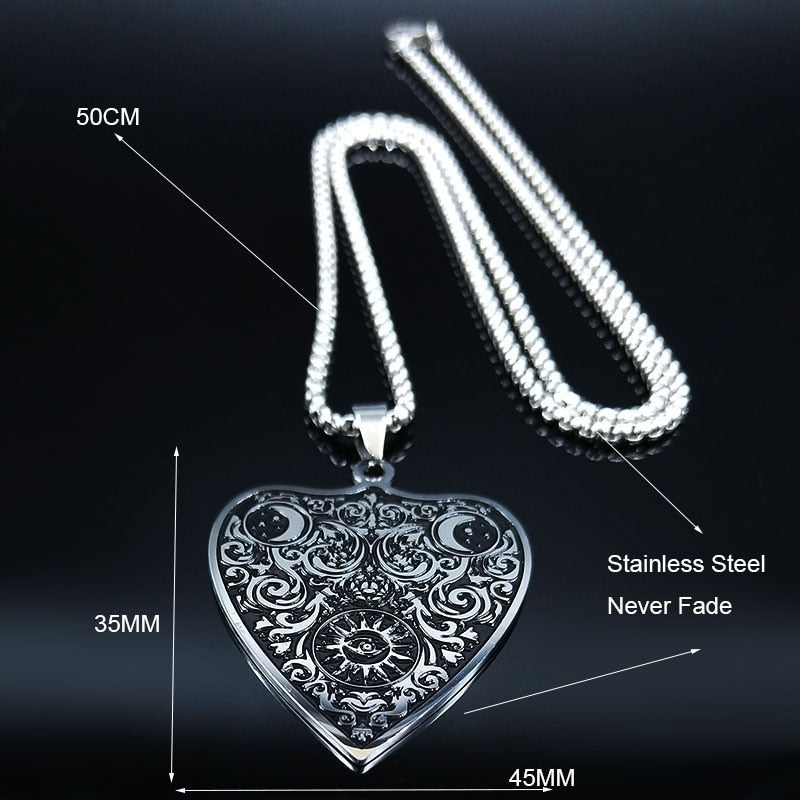 2023 Sun Moon Witchcraft Divination Stainless Steel Necklace Women/Men Black Color Chain Necklace Jewelry colgante N19835