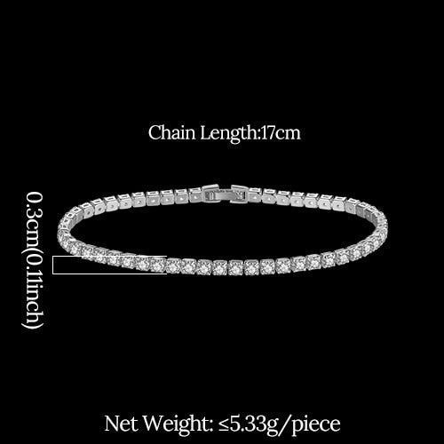 JINSE Gold Color Cubic Zirconia Tennis Bracelets For Men Women Fashion Jewelry Crystal Bracelet Bangle Pulseira Feminina