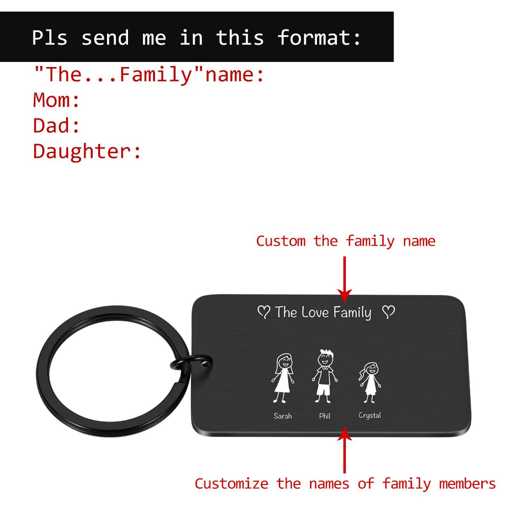 Personalized Family Keychain Engraved Family Gifts for Parents Children Present Keyring Bag Charm Families Member Gift Key Chain