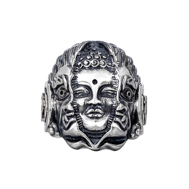 Retro Punk Men Ring Demon Skeleton Hip Hop Rock Locomotive Ring Titanium Steel Alloy Ancient Silver Color Ring Women Jewelry.