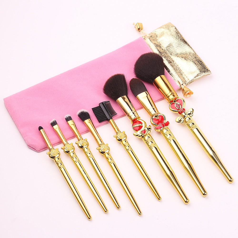 New 8pcs Pro Makeup Brushes Sets & Kits Moon Anime Soft Hair Blusher Concealer Eye Shadow FOUNDATION Lip Brush Cosmetics Tool