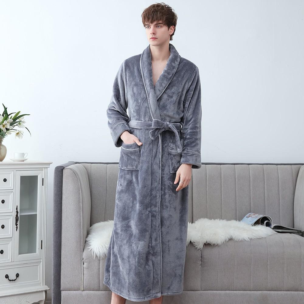 Plus Size 3XL Men Robe Winter Flannel Soft Kimono Gown Lovers Ultra Large Long Bathrobe Nightwear Thick Warm Women Sleepwear