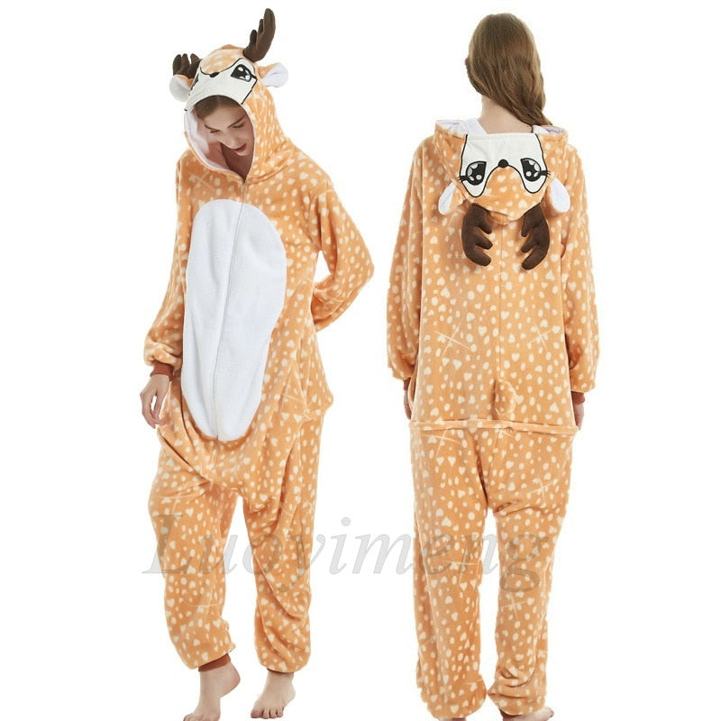 Kigurumi Unicorn Pajama Stitch Adult Animal Onesie Women Men Couple Pajamas Winter Pijamas Suit Panda Sleepwear Flannel Pyjamas