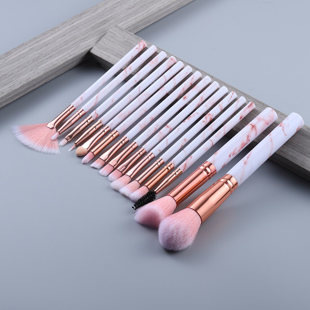 FLD 5-15Pcs Makeup Brushes Tool Cosmetic Set Beauty Powder Foundation Eye Shadow Eyebrow Fan Blush Blending Make Up Brush Kit