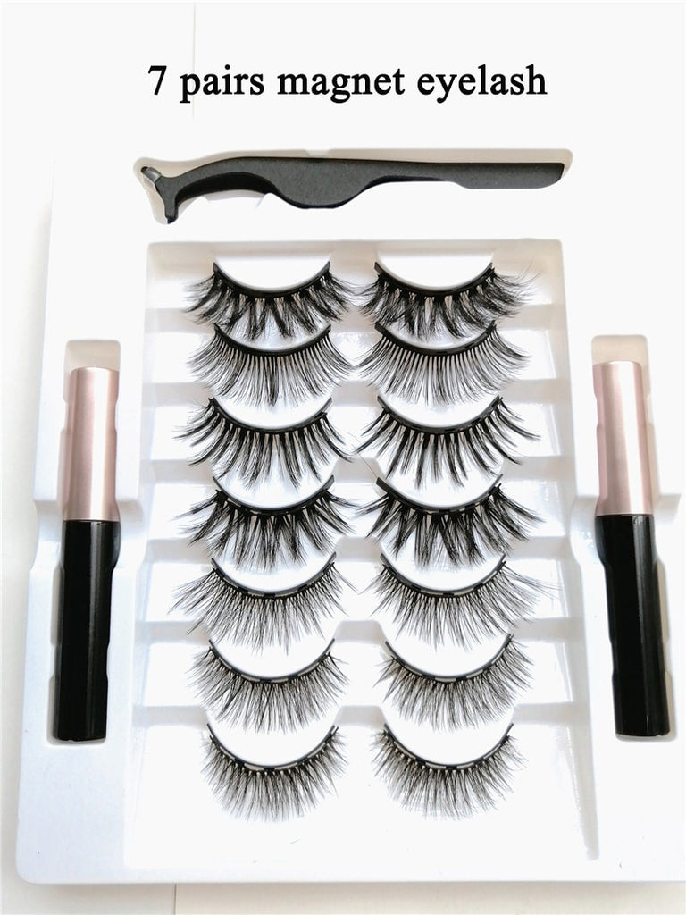 Mix 1/3/5/7/10 Pairs Eye Makeup Magnet Lashes Magnetic False Eyelashes Liqiud Eyeliner Beauty Kit Mink Eyelash Wholesale