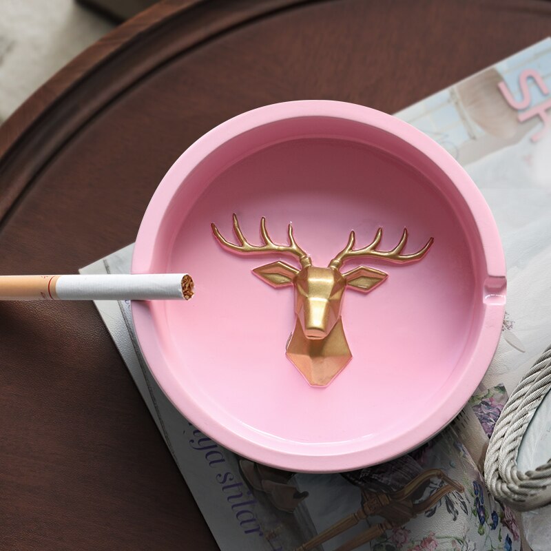 Resin Deer Head Portable Ashtray For Gift Home Office Hotel Outdoor Smokeless Ashtray Holder Home Decor