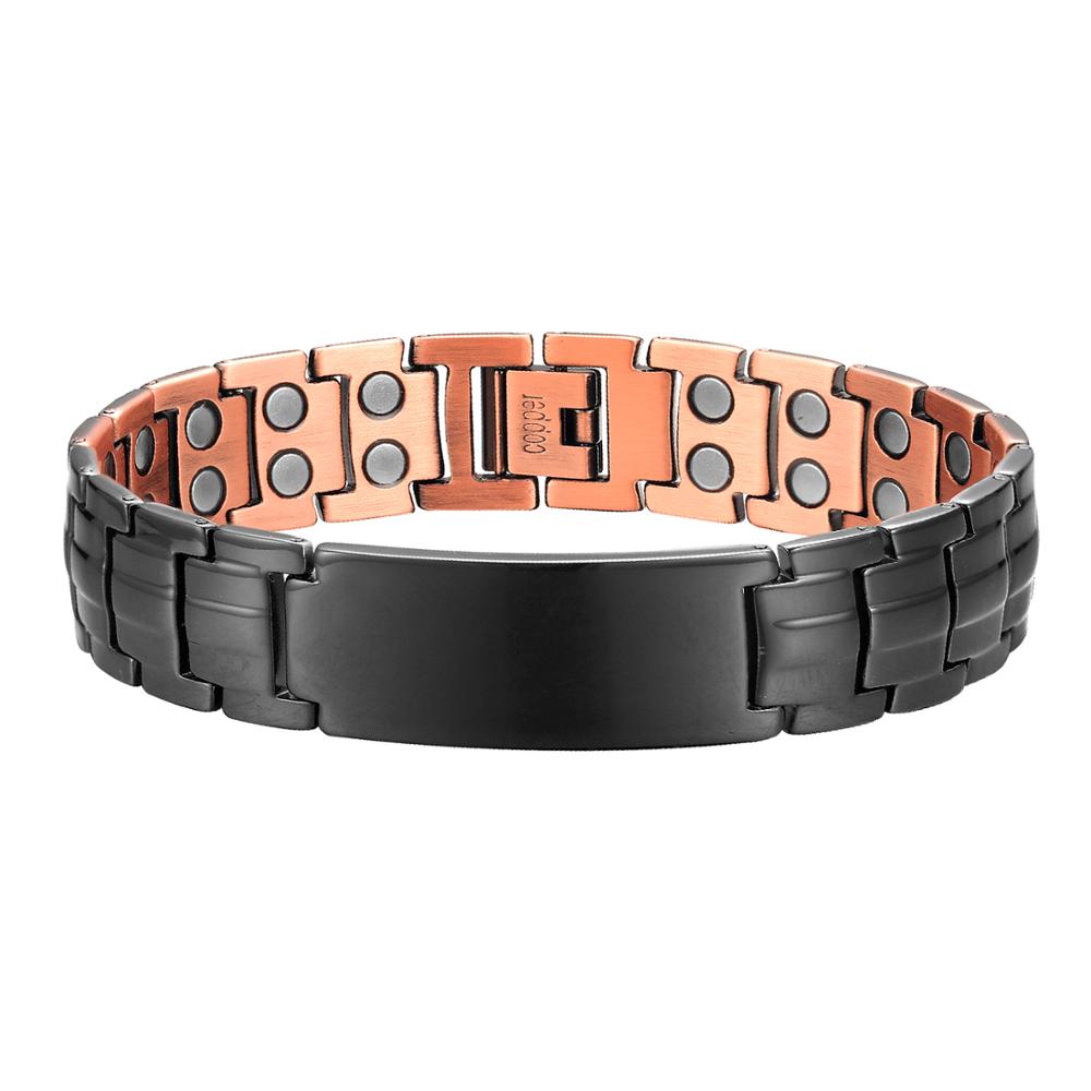 Copper Magnetic Bracelet Personalize ID Name Bracelets for Men Women Adjustable Wristband Bracelet Bangle Metal Jewelry Gift