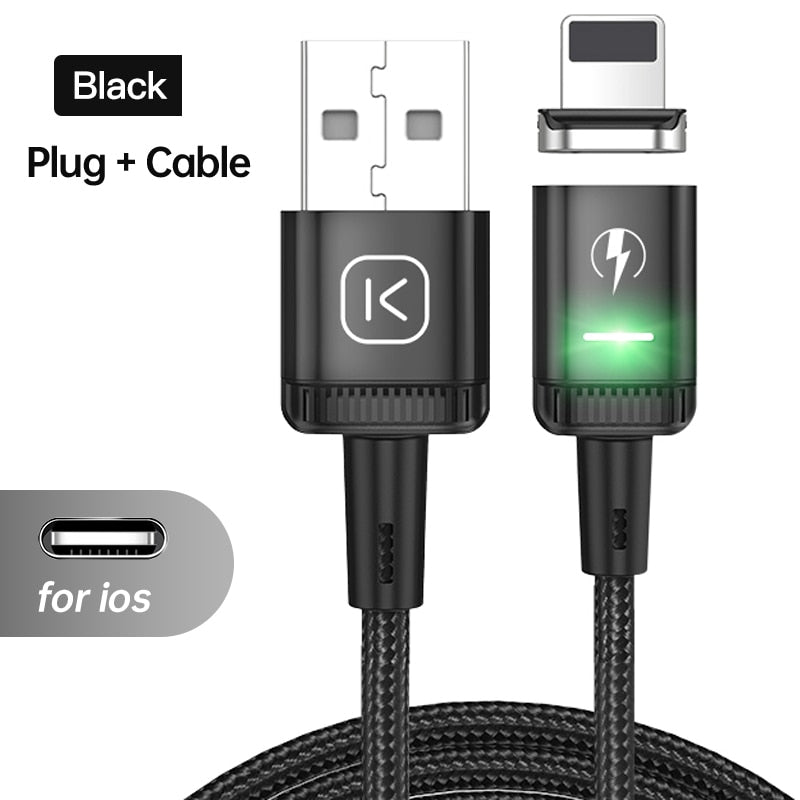 KUULAA LED Magnetic USB Cable 3A Fast Charging Type C Cable Magnet Charger Micro USB Cable for iPhone xiaomi poco samsung cord