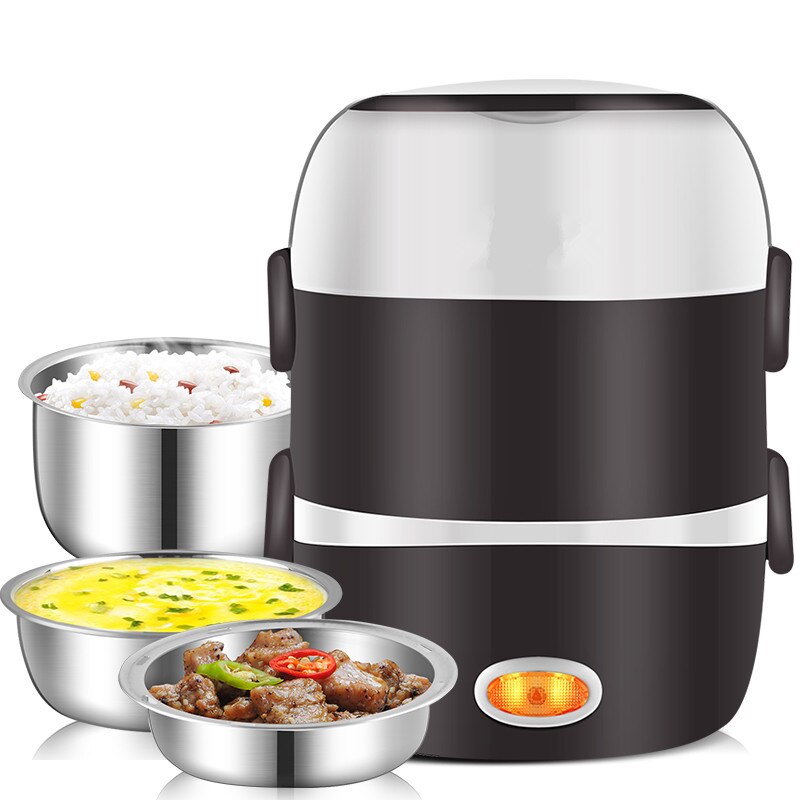 220V Mini Electric Rice Cooker 2/3 Layers Available Steamer Stainless Steel Inner Portable Meal Thermal Heating Lunch Box