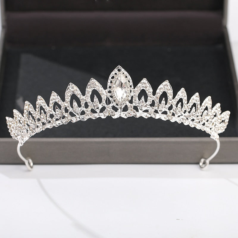 Silver Color Crown and Tiara Hair Accessories For Women Wedding Accessories Crown For Bridal Crystal Rhinestone Diadema Tiara