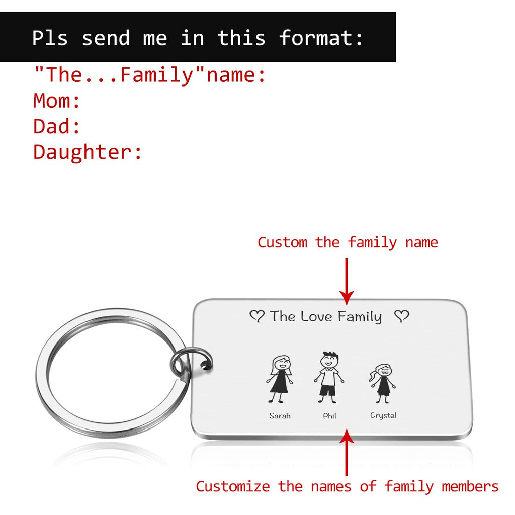 Personalized Family Keychain Engraved Family Gifts for Parents Children Present Keyring Bag Charm Families Member Gift Key Chain