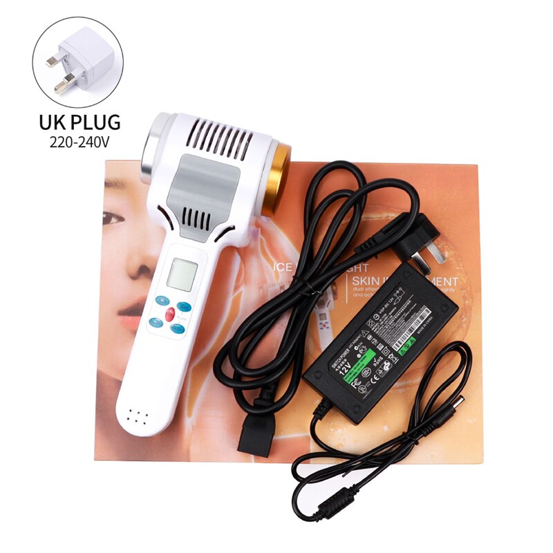 Hot Cold Hammer Skin Lifting Up Massager Ultrasound Cavitation Machine Cryotherapy LED Photon Rejuvenation Facial Eye Care Tool