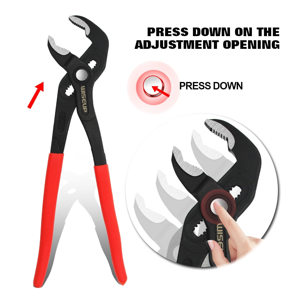 WISEUP 3Pcs Heavy Duty Pipe Wrenches Set Multifunctional Adjustable Opening Water Pipe Clamp Pliers Hand Repair Tool for Plumber