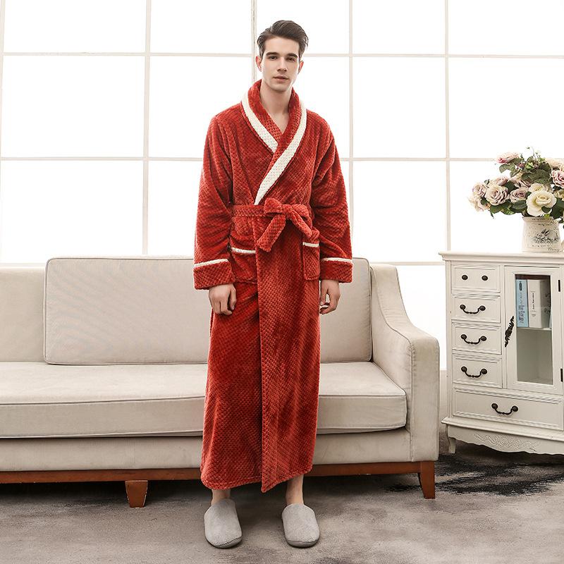 Plus Size 3XL Men Robe Winter Flannel Soft Kimono Gown Lovers Ultra Large Long Bathrobe Nightwear Thick Warm Women Sleepwear