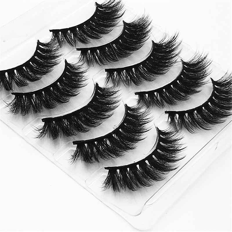 5/8 Pairs 20mm Mink Lashes 3D Natural False Eyelashes Fluffy Faux Mink Eyelashes Wispies Long Extension Eyelashes Pack Maquiagem