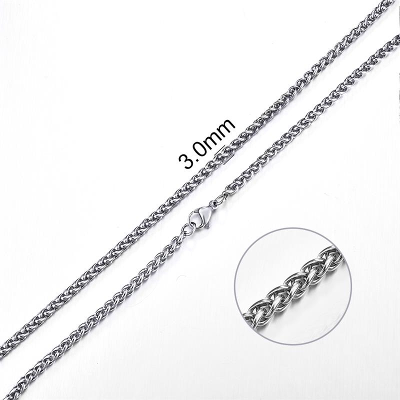 Jiayiqi 2mm-7mm Rope Chain Necklace Stainless Steel Never Fade Waterproof Choker Men Women Jewelry Silver Color Chains Gift