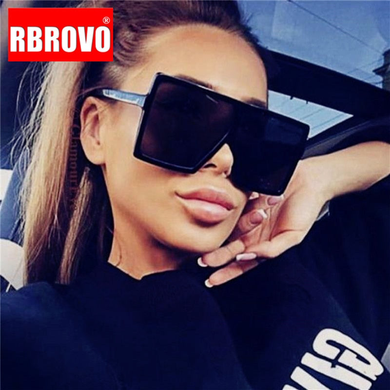 RBROVO Square Oversized Sunglasses Women Luxury Brand Glasses for Women/Men Vintage Eyeglasses Women Mirror Gafas De Sol Mujer