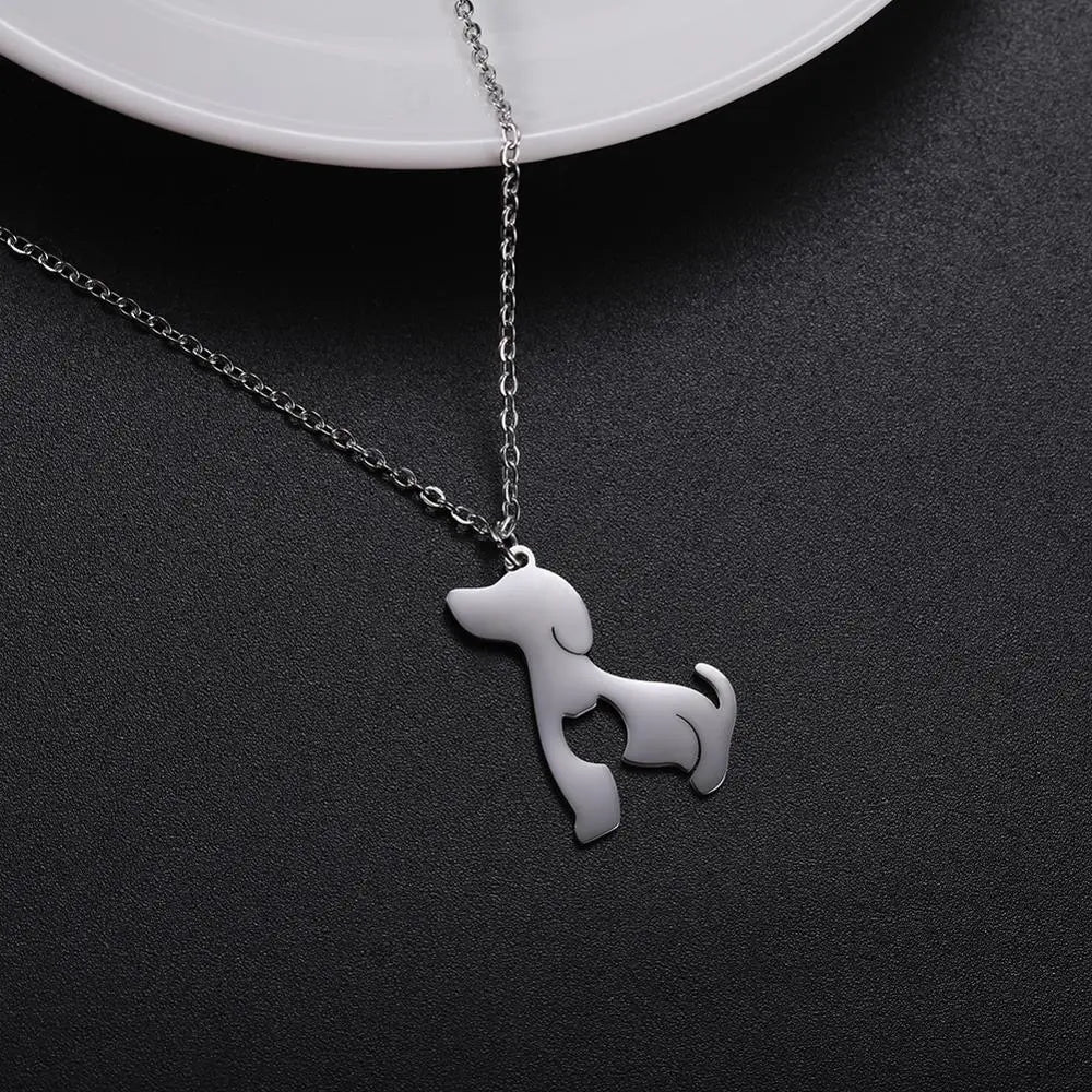 My Shape Cute Dog Pendant Necklace for Women Girl Stainless Steel Animal Footprint Chain Necklaces Fashion Jewelry Birthday Gift