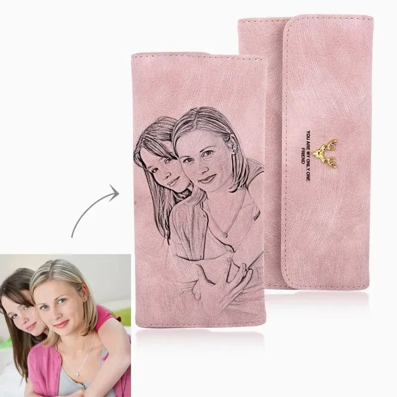 Wallet Picture Custom Wallet Ladies Long Lantern Wallet Custom Picture Engraving Pink Wallet Mother&#39;s Day Gift Purse Best Gift